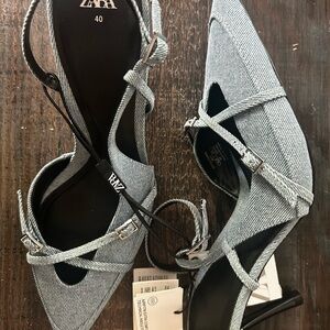Zara Denim Pointed Heels